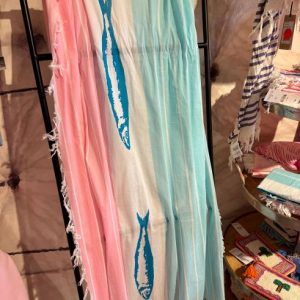 Rosa-Hellblau Scarf mit Fischmotiv