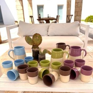 Wunderschöne 5-teilige Tassen-und-Krug Sets in 4 herrlichen Farben, direkt aus bella Apulia importiert